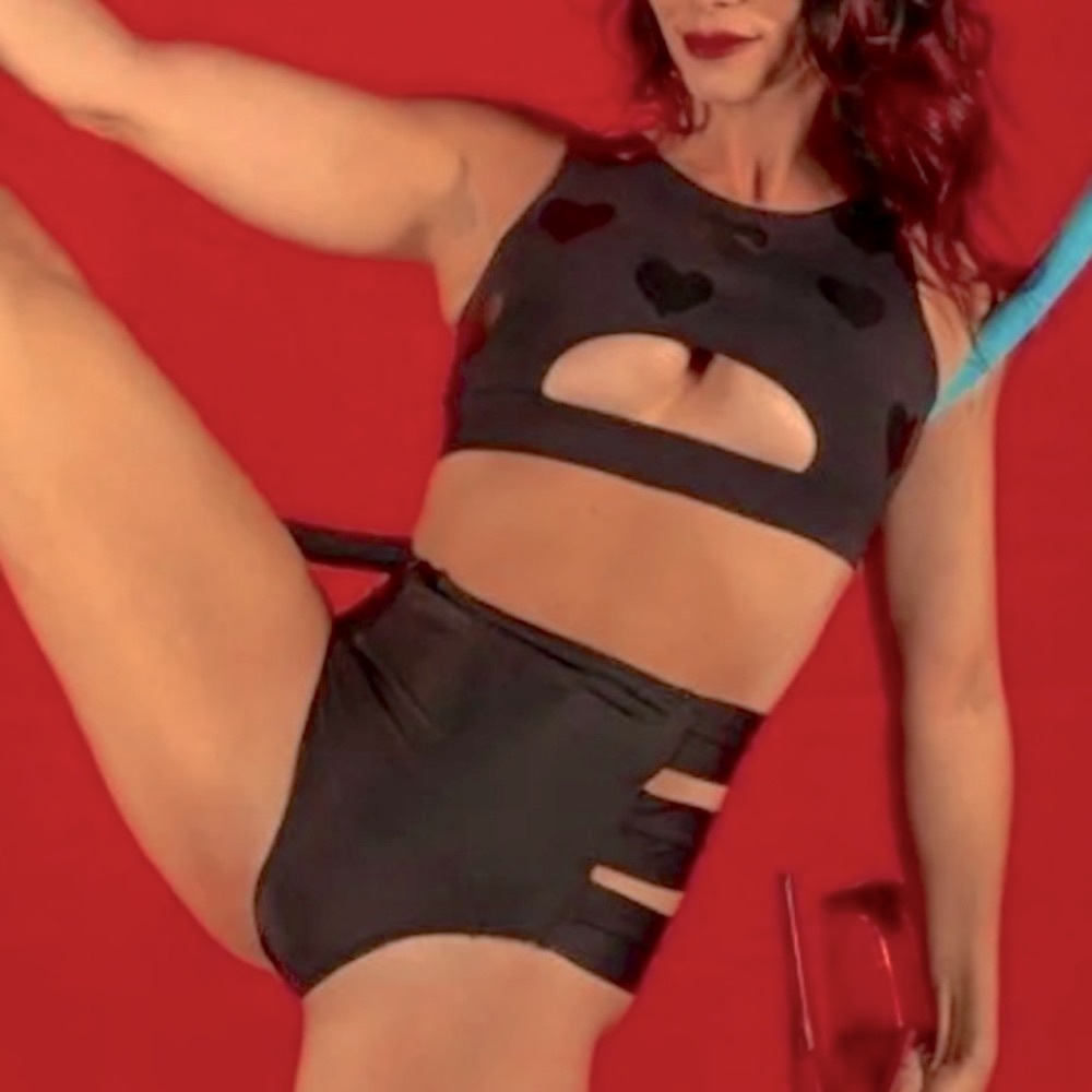 Rad Pole dance fitness wear cutout sport swim top